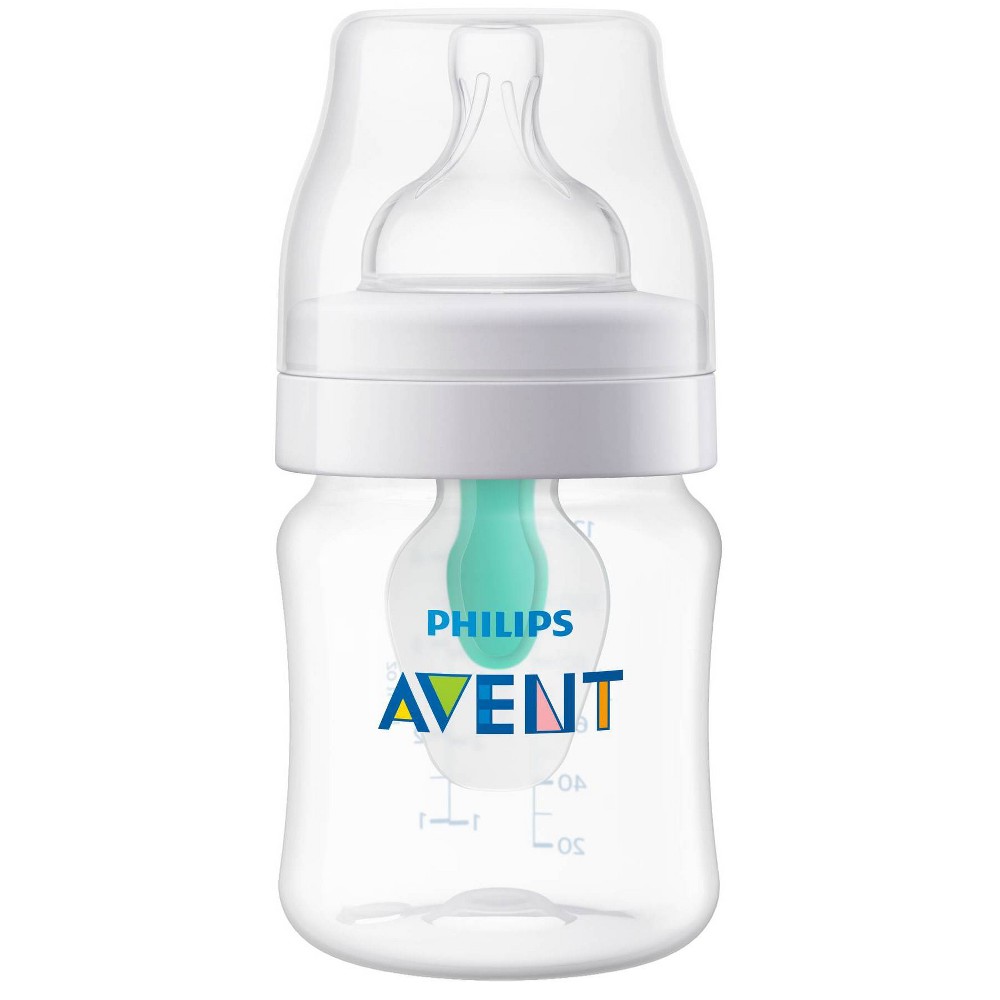 Photos - Baby Bottle / Sippy Cup Philips Avent Anti-Colic Baby Bottle with AirFree Vent - Clear - 4oz 
