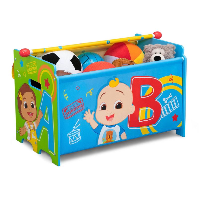 Delta Children CoComelon Toy Box with Retractable Fabric Top - Blue, 4 of 9
