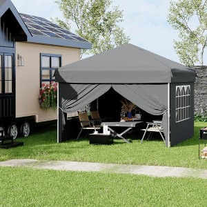 10x10ft Pop Up Canopy Tent with 4 Waterproof Sidewalls,Portable Outdoor Tent for Camping, Backyard - 1 of 4