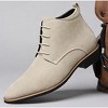 Santimon Men's Chukka Dress Boots Lace-Up Pointed Toe Velvet Leather Ankle Boots for Men Beige - 3 of 4