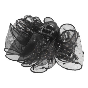 Unique Bargains Women's Fashion Polka Dots Mesh Hair Clips 6.10"x4.72"x2.76" Black 1 Pc - 1 of 4