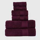 6pc Feather Touch Towel Set Wine Red - Trident Group