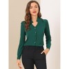 Allegra K Women's Elegant V Neck Work Office Button Up Shirt - 3 of 4