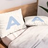 Deny Designs Standard April Lane Art Block Blue Monogram A Microfiber Printed Pillow Sham - 2 of 3