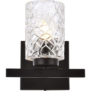 Elegant Lighting Cassie 1 light bath sconce in black with clear shade - 1 of 4