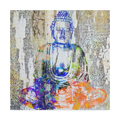 Abstract Multicolor Buddha Canvas Art - 35'' x 35''
