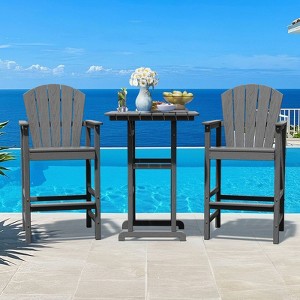 Hyleory 3-Piece HDPE Patio Bar Set with Adirondack Bar Stools - Durable Outdoor Furniture for Stylish Entertaining - 1 of 4