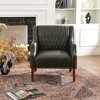 KINWELL Mid-Century Modern Top-Grain Genuine Leather Tufted Upholstered Armchair - 2 of 4