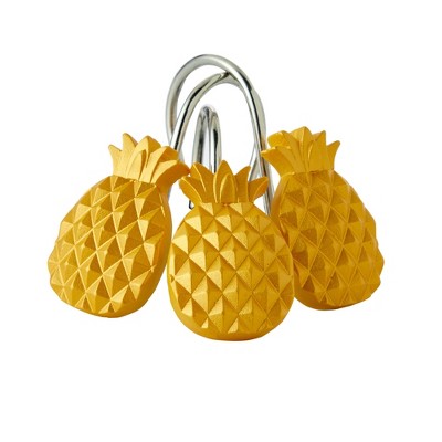 SKL Home Gilded Pineapple Shower Curtain Hooks - Gold 6.97x3.72x2.63