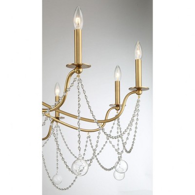 Mariposa Warm Brass 10-Light Chandelier with Crystal Beads
