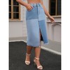 INSPIRE CHIC Women's Denim Color Block Patchwork Raw Hem Split with Pockets Midi Skirts - 2 of 4