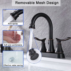 Stylish 2-Handle 4-Inch Oil Rubbed Bronze Bathroom Faucet with Pop-up Drain and Supply Hoses - 1 of 4
