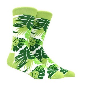 Green Jungle Leaf Pattern Socks (Men's Sizes Adult Large) from the Sock Panda - 1 of 3