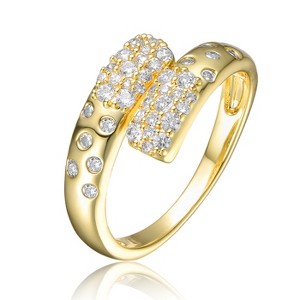 Guili Gold-Plated Clear CZ Bypass Ring, a luminous and sophisticated piece with graceful appeal. Available in Sizes 6, 7, and 8. - 1 of 3