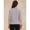 INSPIRE CHIC Women's Tweed Plaid 3/4 Sleeve Pearl Button Decor Casual Blouse - 4 of 4