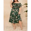 Women Plus Size Off Shoulder Maxi Dress Ruffle Flowy Summer Casual Boho Long Dresses - 2 of 4