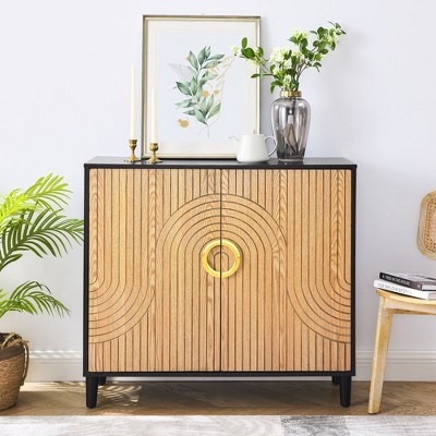 Buffet Cabinet Sideboard Storage Cabinet With Adjustable Feet Freestanding Coffee Bar Accent Cupboard Organizer