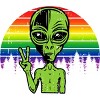 Adult Design By Humans Alien Peace Pride Retro Stripes By Tomoken T-Shirt - 2 of 2