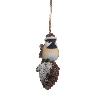 Transpac Resin 5 in. Brown Christmas Santa Hat Bird Ornament