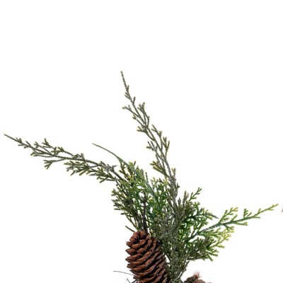 24" Green Artificial Cedar Wreath with Pinecones and Snow