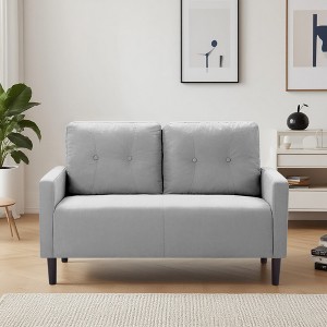 51.2" Loveseat for Small Spaces, Modern Linen Blend Sofa with Ergonomic Back & Removable Cushions, 51.2"x28"x33.9"H - 1 of 4