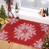 Washable Rug Christmas Rug for Living Room Non-Slip Snowflakes Floor Cover Low Pile  Foldable Green Christmas Rugs - 2 of 4