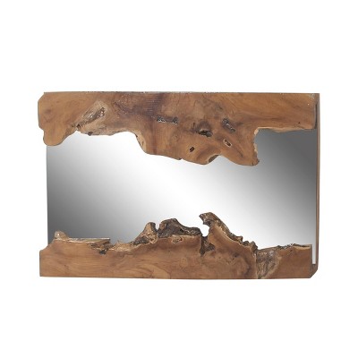 Rustic Wood Rectangle Decorative Wall Mirror - Olivia & May