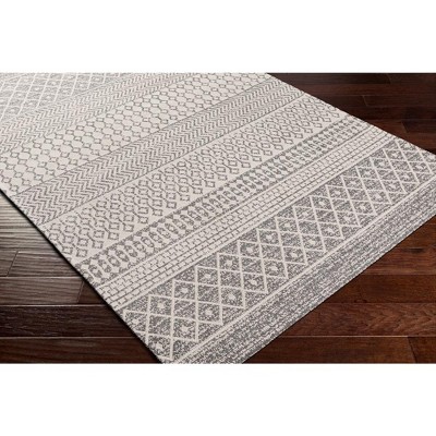 Aigle Charcoal and White Geometric Wool Cotton Area Rug 2' x 3'