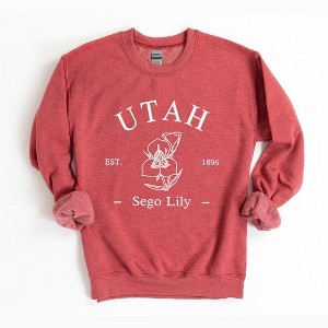 Simply Sage Market Women's Graphic Sweatshirt Embroidered Utah Sego Flower - 1 of 4