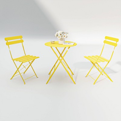 Nestfair 3pc Patio Bistro Balcony Metal Chair Table Set