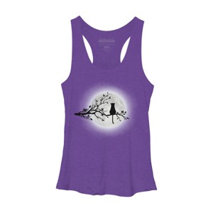 Women's Design By Humans The Cat and The Moon By Maryedenoa Racerback Tank Top - 1 of 3