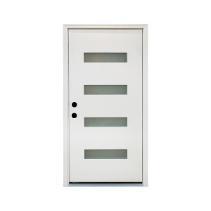 Lirago 36 x 80 Right hand Inswing White Fiberglass Front doors with Brickmould 4-9/16" Vinyl Frame Frosted Glass - 1 of 4