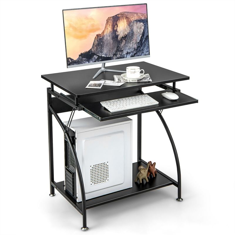 Tangkula 27.5" Small Laptop Computer Desk w/ Keyboard Tray Home Office Desk Workstation, 1 of 11