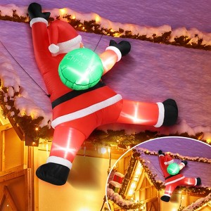4.9 FT Lighted Christmas Inflatable Decoration, Inflatable Hanging Santa Claus with Gift Bag Funny Blow Up Yard Decorations for Yard Lawn Garden Decor - 1 of 4