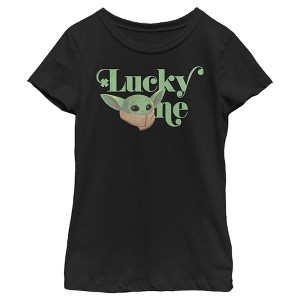 Girl's Star Wars: The Mandalorian St. Patrick's Day Grogu Lucky One T-Shirt - 1 of 4