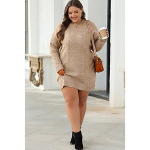 Parchment Cable Knit Drop Shoulder Loose Fit Sweater Dress - 1 of 1