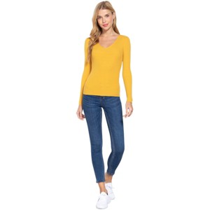 Slickblue Women's Viscose Rib Sweater, V-Neck & Lightweight Knit, Casual Pullover, Multiple Color Options, S-L - 1 of 4