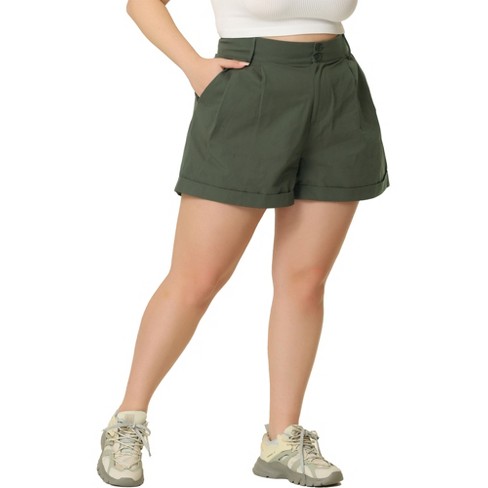 Agnes Orinda Women's Plus Size Boyfriend Stretch Jogger Pocket Track Cargo  Shorts Green 4x : Target