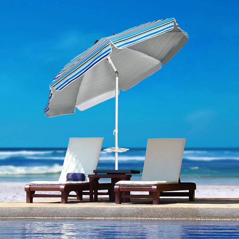 7.2' x 7.2' Portable Sunshade Beach Umbrella with Sand Anchor and Carry Bag - Wellfor, 3 of 8
