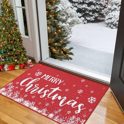 Indoor Christmas Printed Floor Mat, Modern Foldable Low Pile Non Slip Area Rug, Washable Soft Carpet for Living Room Bedroom