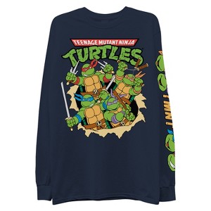 Mens Ninja Turtles Group Shirt - Straight From The Sewer - TMNT Throwback Classic Long Sleeve T-Shirt - 1 of 4