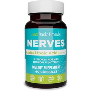 Basic Brands Nerves Alpha Lipoic Acid 200 mg Capsules for Nerve Health, Antioxidant Support, and Energy Metabolism   60 Ct - 1 of 4