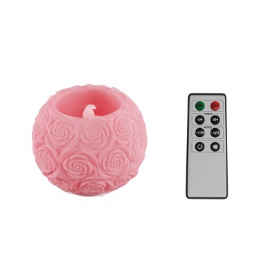 Hastings Home Rose Ball Scented Wax Flameless LED Candle With Remote