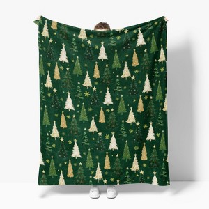 Christmas Flannel Blanket Throw, Christmas Green Tree Soft Fuzzy Plush Cozy Fleece Blankets - 1 of 4