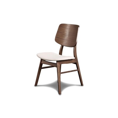 Oscar Walnut Solid Wood Upholstered Side Chair Set in Beige