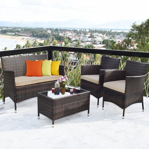 Balcony wicker furniture hot sale