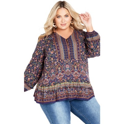 Avenue Women's Plus Size Avril Border Top