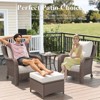 LayinSun Wicker Outdoor Furniture Set with 6-inch Comfy Cushions, High Back Patio Furniture Set with Swivel Rocking Chairs and Side Table - 2 of 4