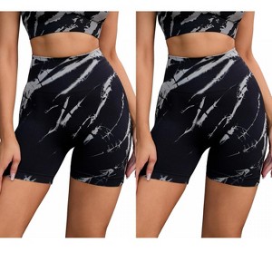 INSPIRE CHIC 2 Pcs Women's Tie Dye High Waisted Workout Running Fitness Thigh Slimmers - 1 of 4