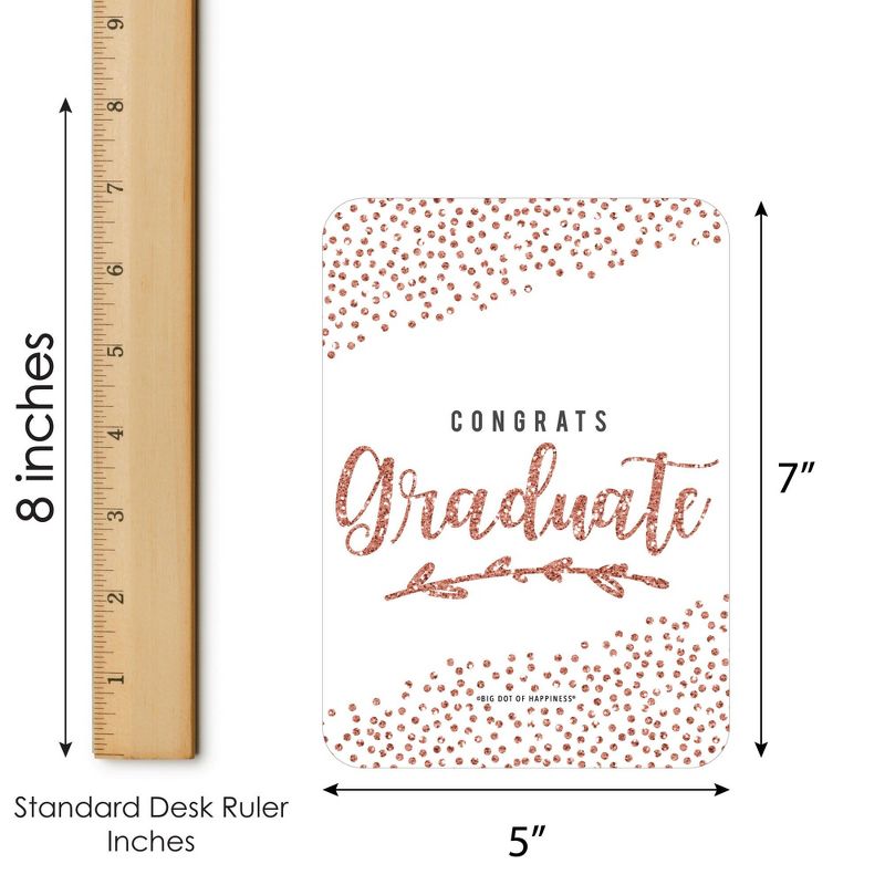 Big Dot of Happiness Rose Gold Grad - Bingo Cards and Markers - Graduation Party Shaped Bingo Game - Set of 18, 5 of 6